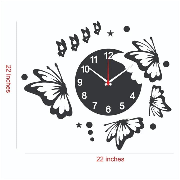 Butterflies and Stars Wall Clock